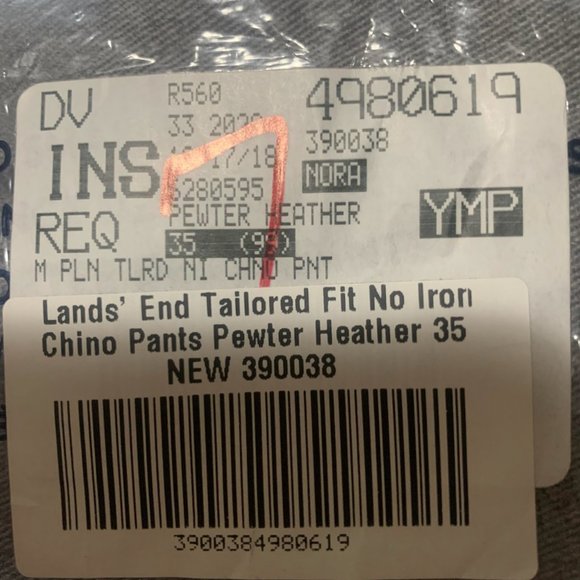 NWT LANDS' END TAILORED FIT NO IRON CHINO PANTS PEWTER HEATHER 35 - Picture 6 of 13
